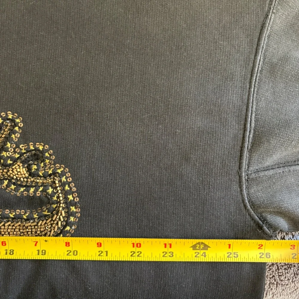 Free People Bali Drifter Sweatshirt M Black Nashville Embellished Oversized